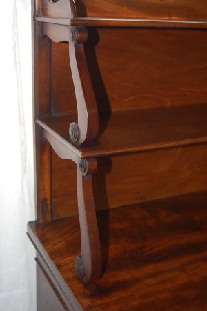 Finished shelves with scrolls