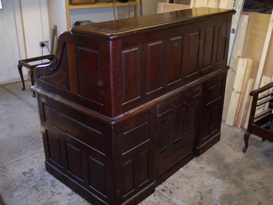 Panelling on the back of the desk