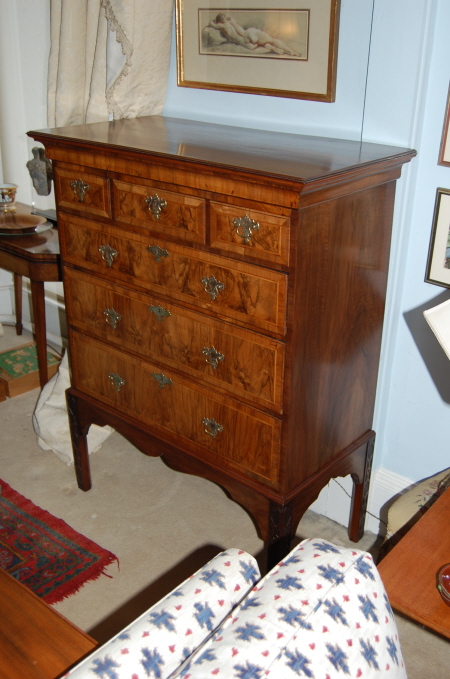 Repaired and refurbished walnut chest of drawers