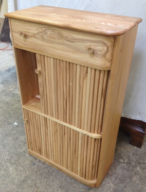 Elm cupboard with tambour doors